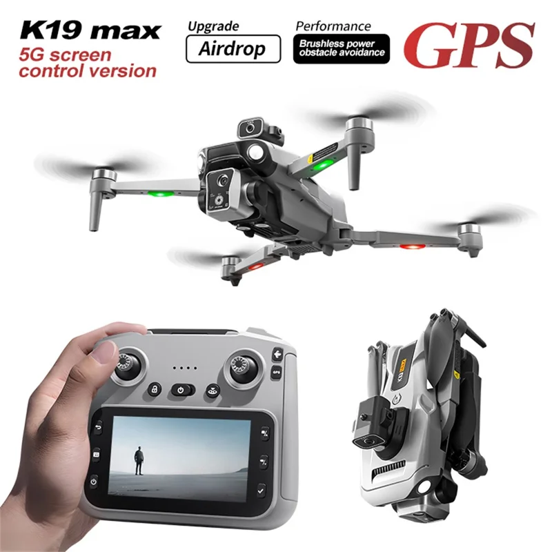 XKJ K19 Airdrop GPS Drone Dual Camera Aerial Photography Aircraft with 4.5 Inch Screen Controller