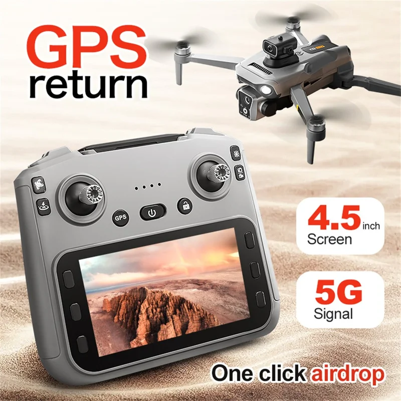 XKJ K19 Airdrop GPS Drone Dual Camera Aerial Photography Aircraft with 4.5 Inch Screen Controller