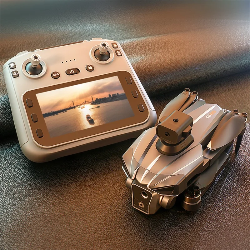 XKJ K18 MAX RC Drone with Screen Control Brushless Motors Aircraft HD Camera GPS Positioning Obstacle Avoidance Quadcopter, Single Battery