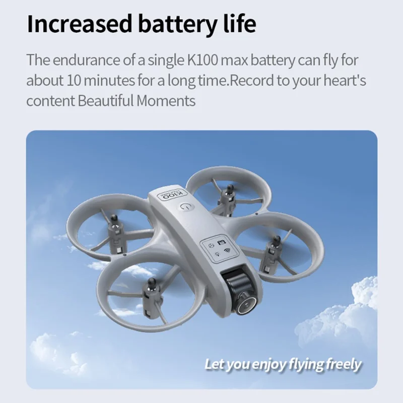 XKJ K100max GT3 Drone Dual Camera Optical Flow Positioning Mini Quadcopter with Dazzling LED Light - Black