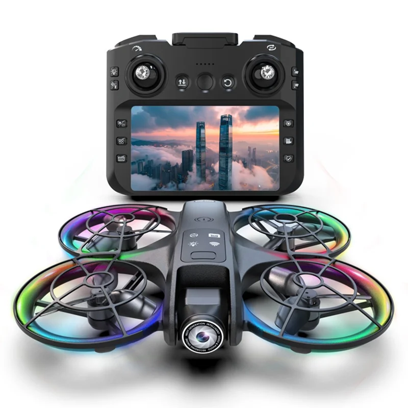 XKJ k200 Drone RC sem Escovas com Posicionamento de Fluxo Óptico, Manutenção de Altitude, Quadricóptero FPV com Tela de 4,5 Polegadas - Preto