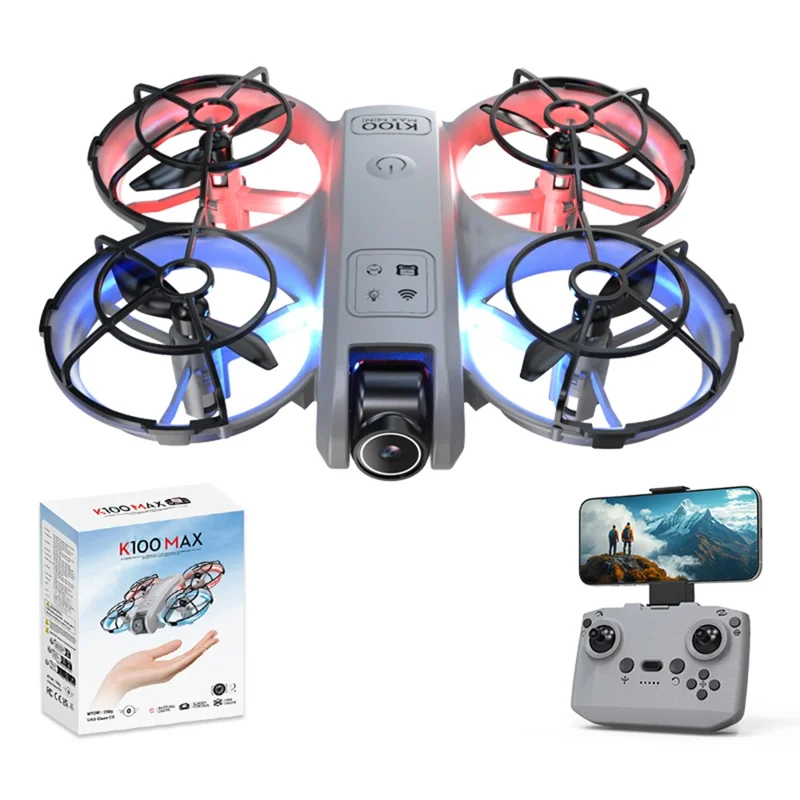 XKJ K100max GT3 Drone for Indoor / Outdoor Optical Flow Positioning Quadcopter with Dazzling LED Light - Grey
