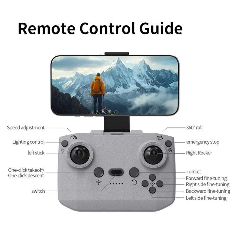 XKJ K100max GT3 Drone for Indoor / Outdoor Optical Flow Positioning Quadcopter with Dazzling LED Light - Grey