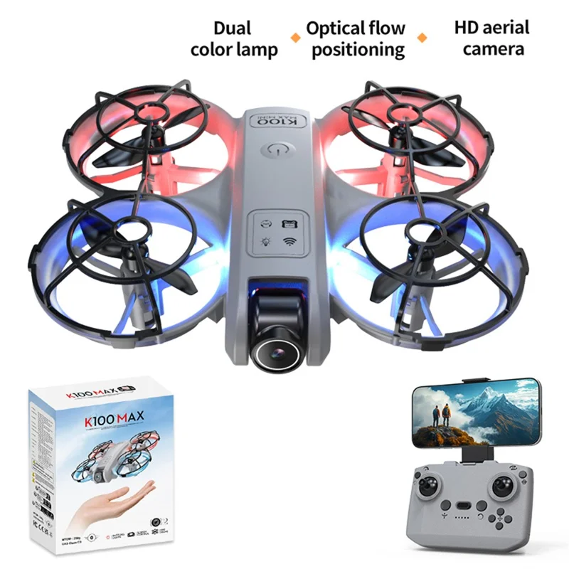 XKJ K100max GT3 Drone for Indoor / Outdoor Optical Flow Positioning Quadcopter with Dazzling LED Light - Grey
