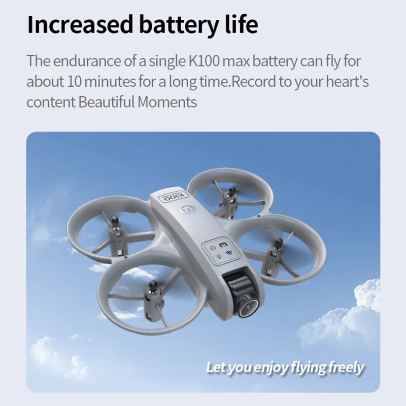 XKJ K100max GT3 Drone for Indoor / Outdoor Optical Flow Positioning Quadcopter with Dazzling LED Light - Grey