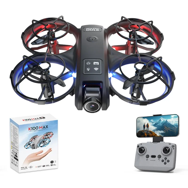 XKJ K100max GT3 Drone for Indoor / Outdoor Optical Flow Positioning Quadcopter with Dazzling LED Light - Black