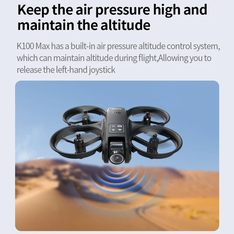 XKJ K100max GT3 Drone for Indoor / Outdoor Optical Flow Positioning Quadcopter with Dazzling LED Light - Black