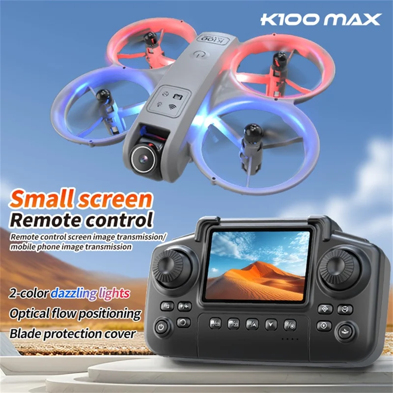 XKJ k100 HD Aerial Photography Drone Dual Camera Optical Flow Positioning RC Aircraft with 2.4 Inch Screen Controller - Black