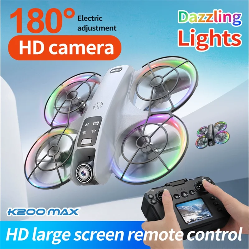 XKJ k200 Brushless RC Aircraft Optical Flow Positioning Altitude Hold FPV Quadcopter with 2.5 Inch Screen Controller - Black