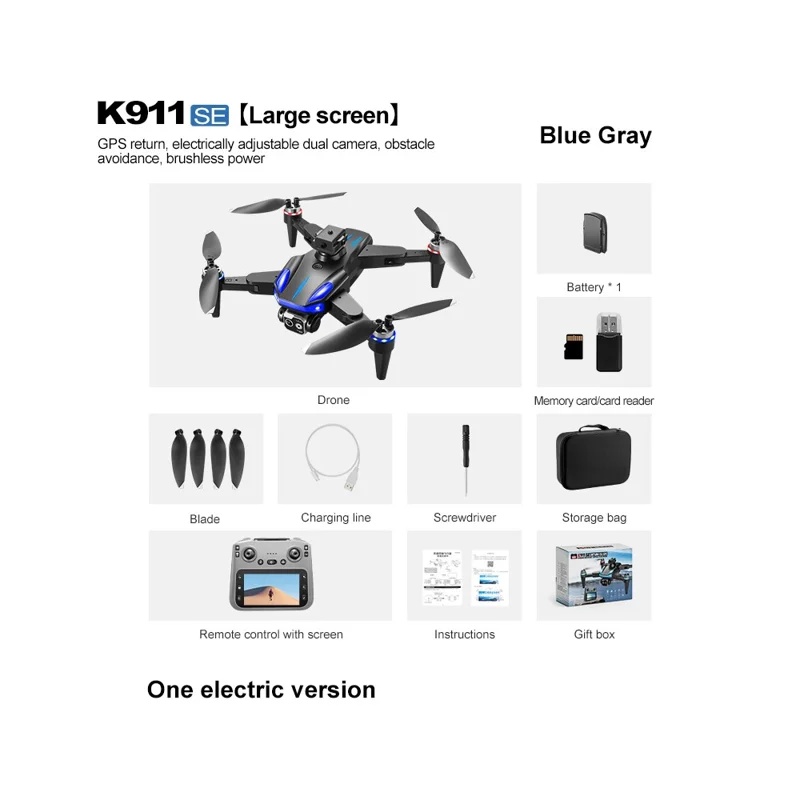 K911SE GPS RC Drone with Screen Remote 4.5 Inch Display  /  Return to Home  /  Obstacle Avoidance  /  Quadcopter Brushless Aircraft