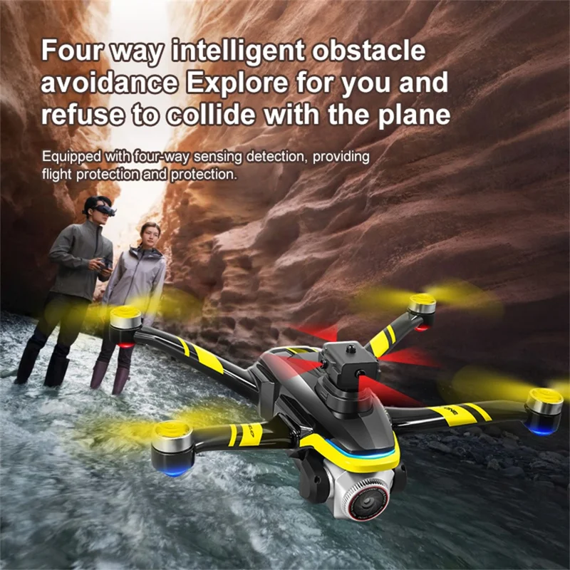 K15 RC Drone with Screen Remote Brushless Quadcopter Smart Obstacle Avoidance HD Aerial Photography Aircraft - Black / Yellow