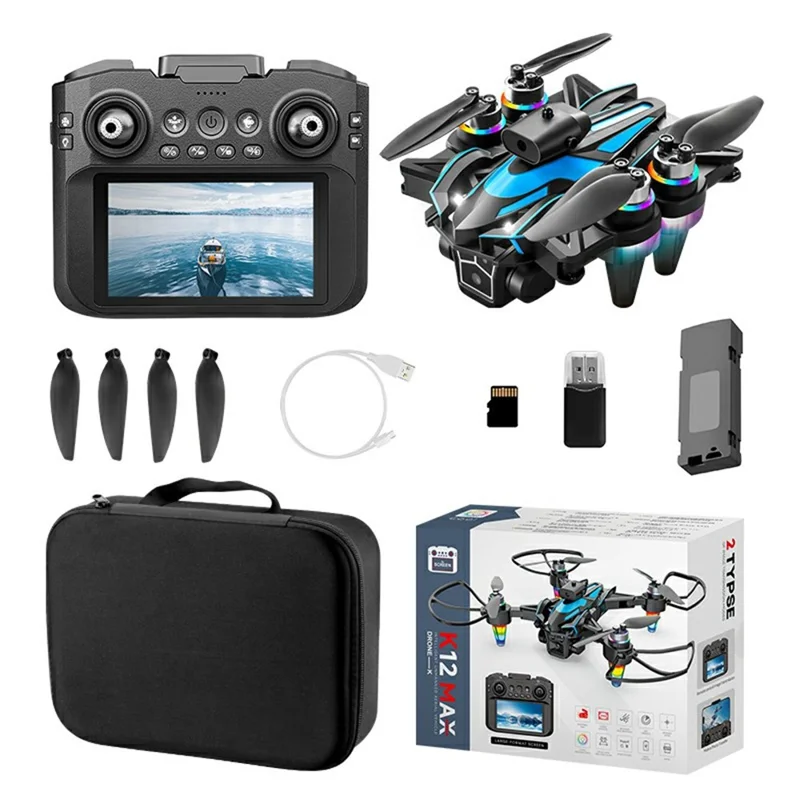K12 Max-4.3 inch Brushless Obstacle Avoidance Drone Screen-Controlled Quadcopter HD Aerial Camera