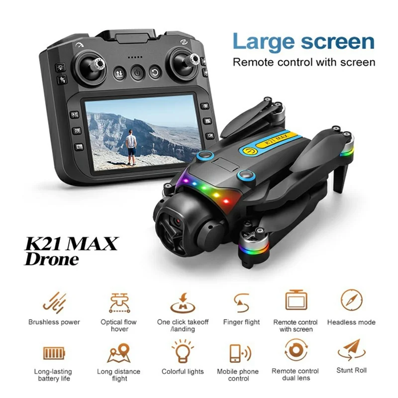 K21 MAX 4.3 inch FPV Screen Brushless Quadcopter Drone HD Aerial Camera Drone with 1 Battery