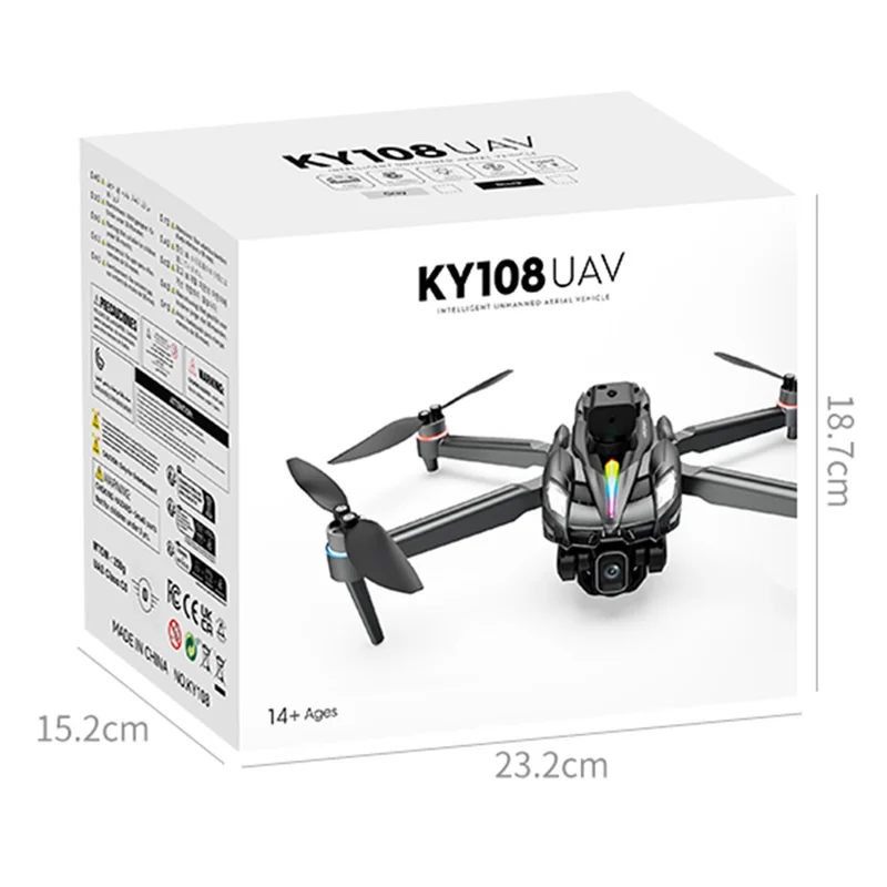 KY108 Brushless Motor Drone  HD Aerial Photography Quadcopter with 4.3 Inch Screen Remote - Grey