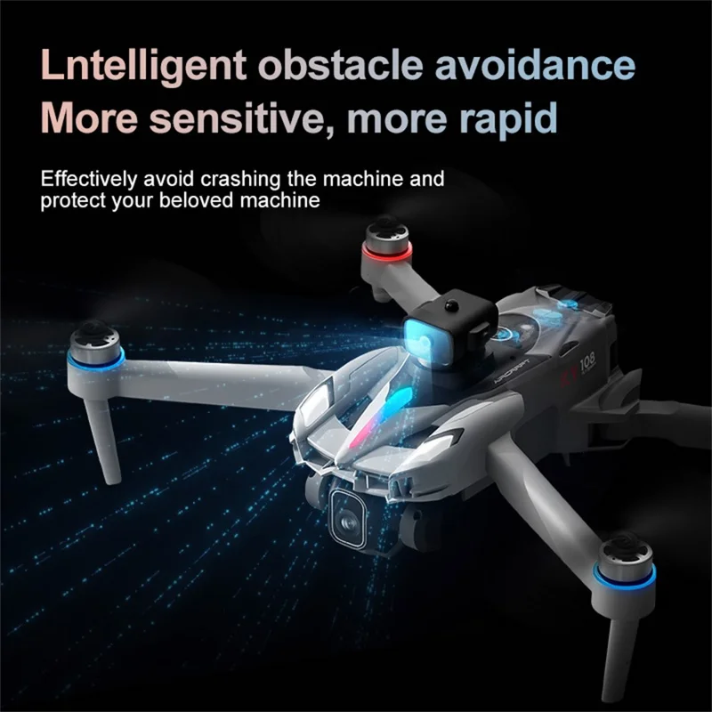 KY108 Brushless Motor Drone  HD Aerial Photography Quadcopter with 4.3 Inch Screen Remote - Grey