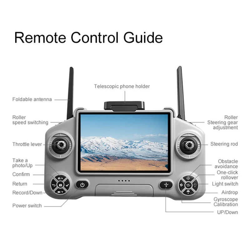 KY108 Brushless Motor Drone  HD Aerial Photography Quadcopter with 4.3 Inch Screen Remote - Grey