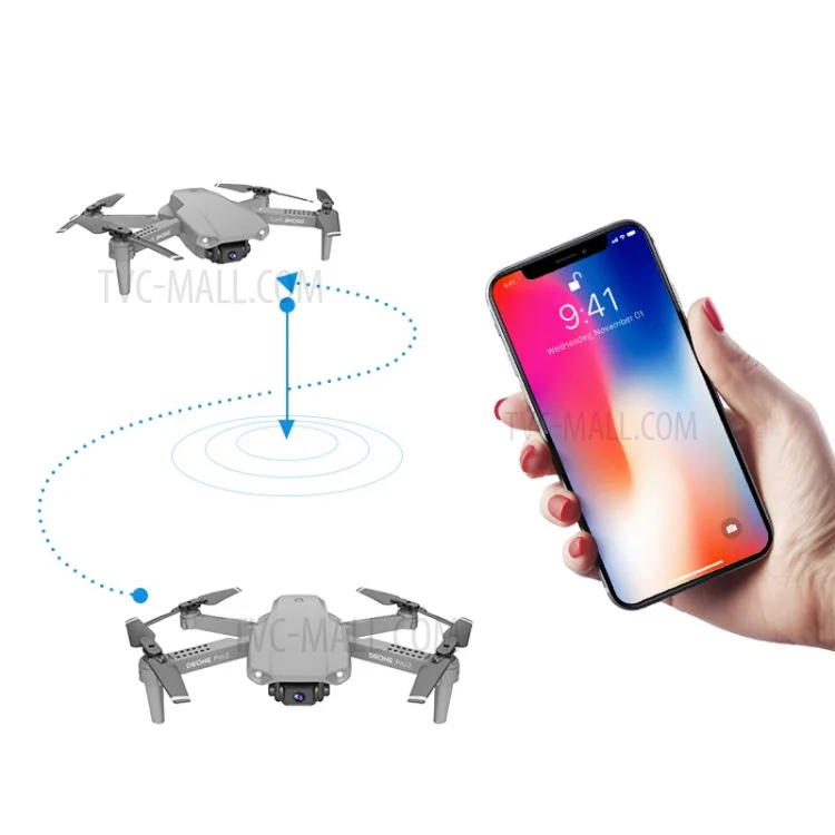 E99 1080p Unique Appareil Photo 2.4g RC RC Pliage Drone Quadcopter Altitude Hold Remote Control Aircraft Model Toy - Gris