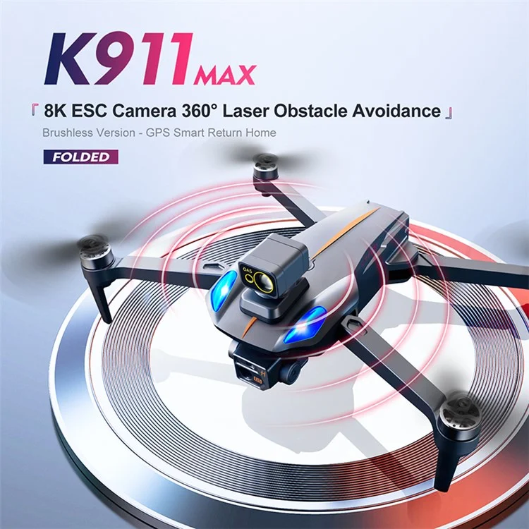 K911 Max Cuadricóptero sin escobillas Avión RC plegable Drone con evitación de obstáculos láser de 360 grados Avión de foto aérea portátil con cámara ESC 8K / GPS 