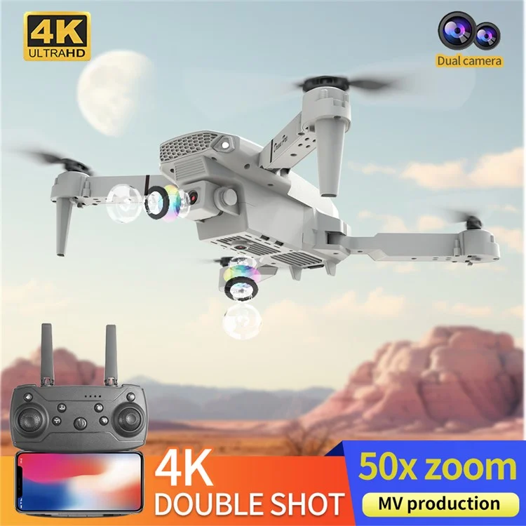 XKJ E88pro E525PRO Folding Drone 4K HD Dual Cameras Remote Control WiFi Transmission Video FPV Drones RC Quadcopters - White