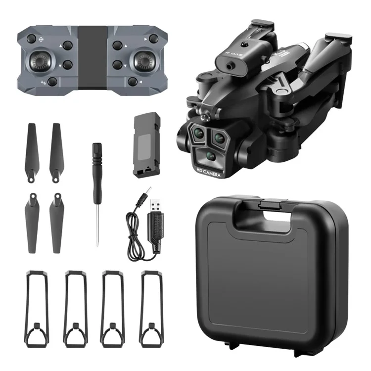 K10 MAX Drone Obstacle Avoidance 3-Camera 4K Portable Folding RC Aircraft, Single Battery Version - Black