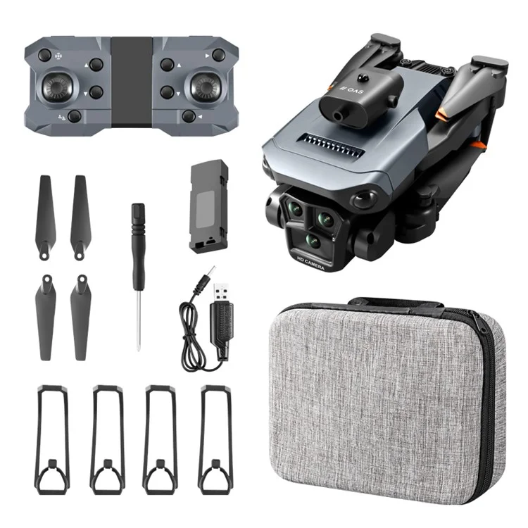 XKJ K6 MAX 3 caméras 4 voies Avoidance des obstacles RC Drone 2.4G Avion pliable avec maintien de l'altitude par pression d'air, Batterie unique - Noir