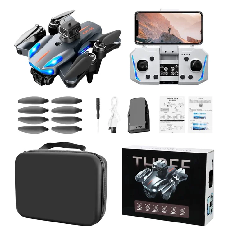 XKJ K911 SE Brushless Motor Drone 3-Camera Obstacle Avoidance Foldable GPS Quadcopter with 1 Battery - EU Plug
