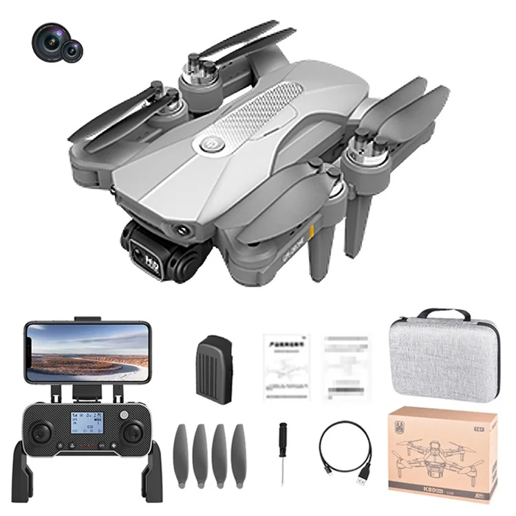 XKJ K80-GPS Brushless Motor RC Drone Aerial Photography Quadcopter Portable Folding Aircraft - Grey