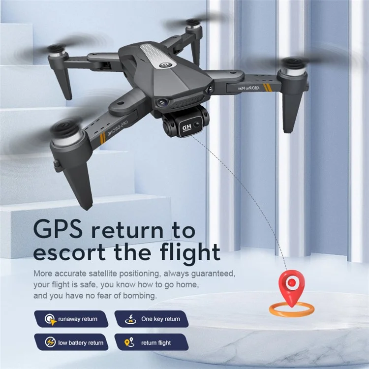 XKJ K80-GPS Brushless Motor RC Drone Aerial Photography Quadcopter Portable Folding Aircraft - Grey