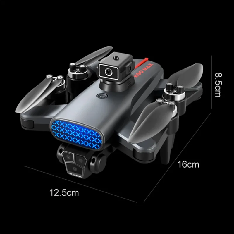 XKJ K90 Max Drone Brushless GPS 8K Três câmeras 5G WiFi FPV Evitar obstáculos RC Quadricóptero, 1 bateria - Cinza 