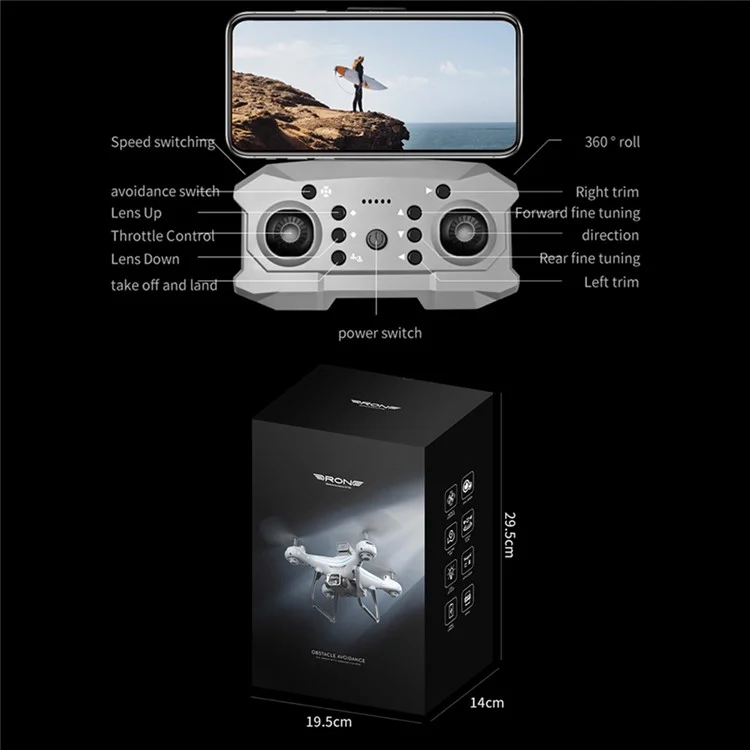 XKJ KY102 Optical Flow 4K Dual Cameras RC Drone Obstacle Avoidance 360 Degree Stunt RC Quadcopter, 1pc Battery