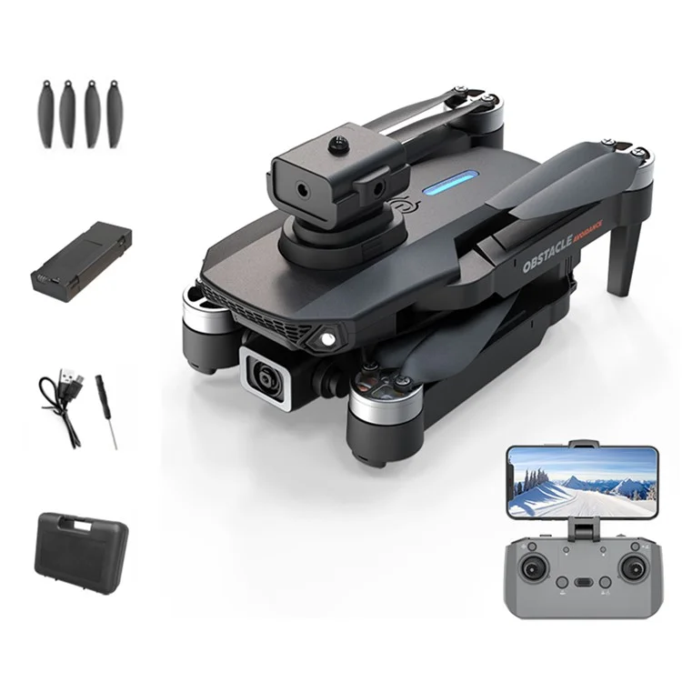 Aéronef photo aérienne HD XKJ E88S avec évitement d'obstacle, positionnement par flux optique et RC Drone avec 1 batterie - Noir
