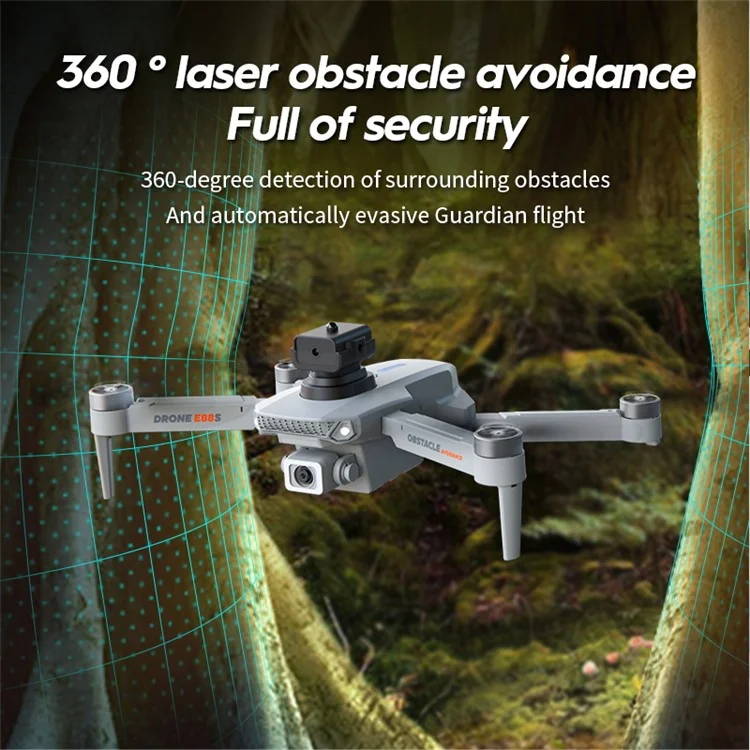 XKJ E88S HD Aerial Photo Brushless Aircraft Obstacle Avoidance Optical Flow Positioning RC Drone with 1 Battery - Black