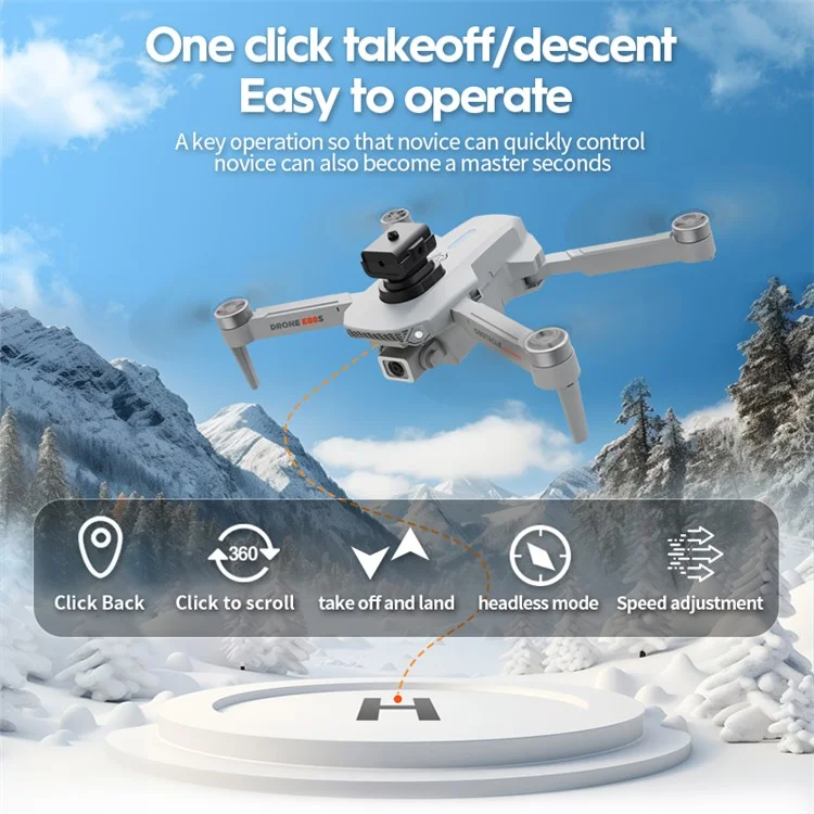 Aéronef photo aérienne HD XKJ E88S avec évitement d'obstacle, positionnement par flux optique et RC Drone avec 1 batterie - Noir