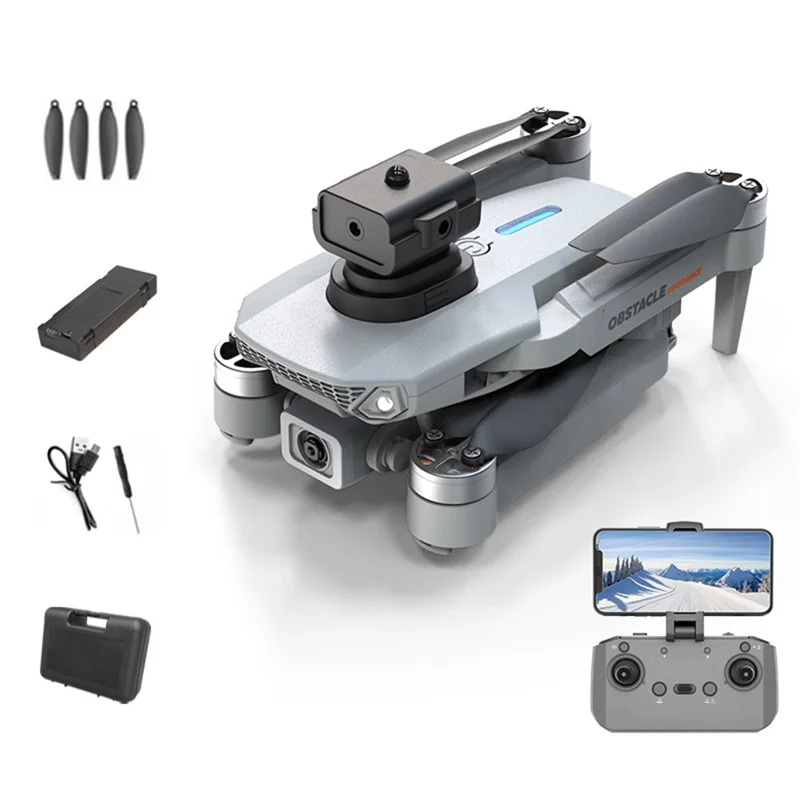 XKJ E88S HD Aerial Photo Brushless Aircraft Obstacle Avoidance Optical Flow Positioning RC Drone with 1 Battery - Grey