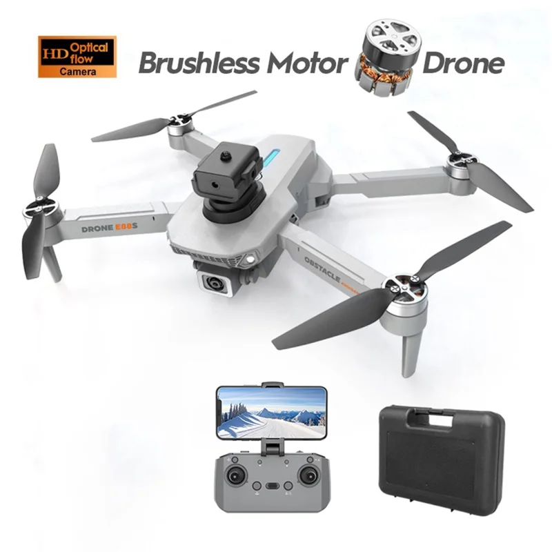 XKJ E88S HD Aerial Photo Brushless Aircraft Obstacle Avoidance Optical Flow Positioning RC Drone with 1 Battery - Grey