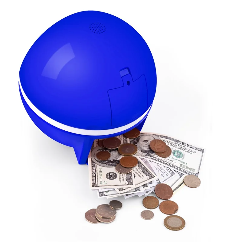 Smart Coin Bill Recognizing Piggy Bank for Kids Automatic Counting Money Box (USD Version) - Blue