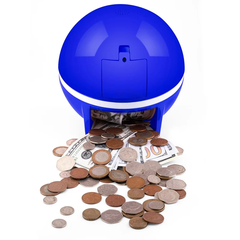Smart Coin Bill Recognizing Piggy Bank for Kids Automatic Counting Money Box (USD Version) - Blue
