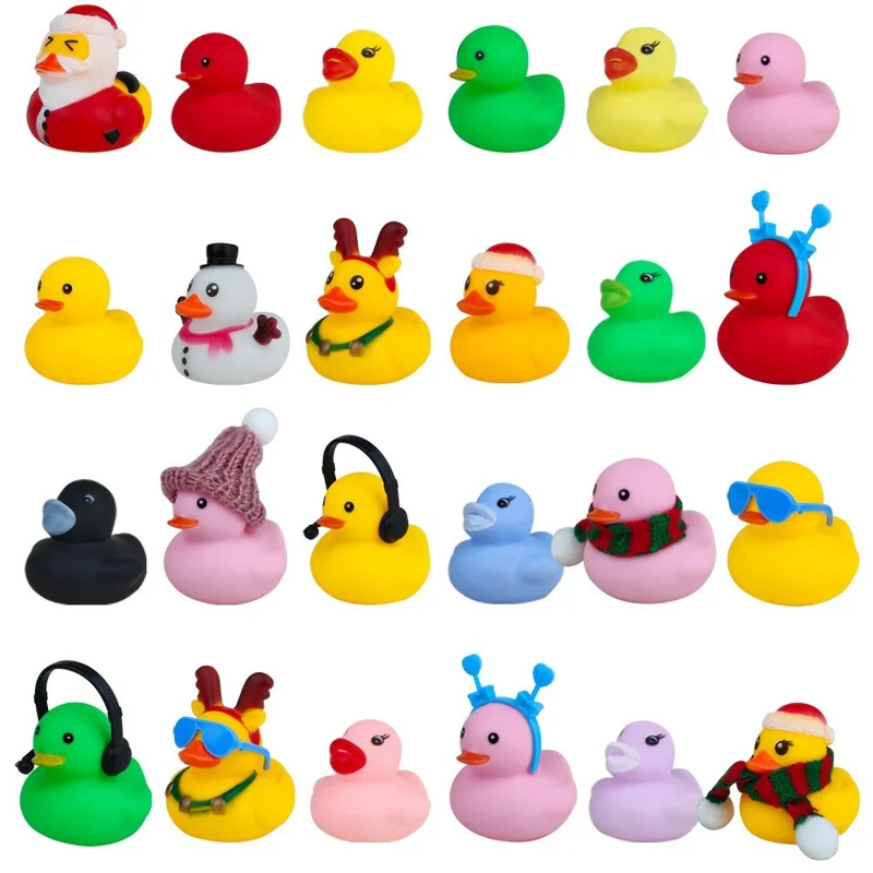 24Pcs / Set PVC Christmas Advent Calendar Toy for Kids Blind Box Cartoon Duck Figurines Holiday Gift - Style A