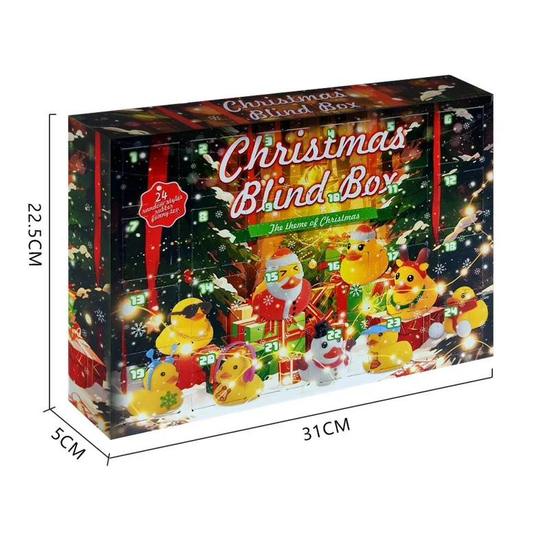 24Pcs / Set PVC Christmas Advent Calendar Toy for Kids Blind Box Cartoon Duck Figurines Holiday Gift - Style A