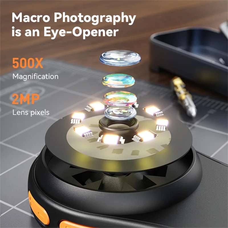 Microscópio Óptico 370 para Crianças, Ampliação de 500X, Ferramenta de Experimento Científico Portátil - Preto