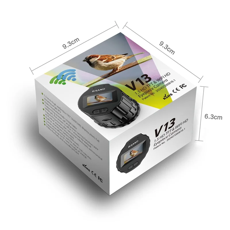 V13 WiFi Electronic Eyepiece 1.5 Inch HD Screen For Birdwatching Astronomy Telescope Universal Eyepiece - Black