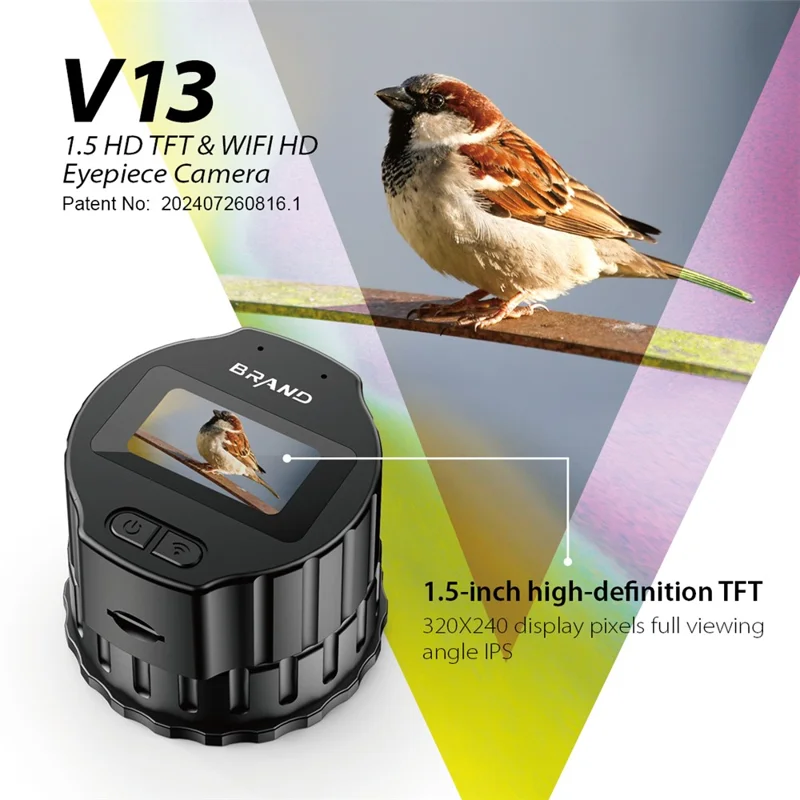 V13 WiFi Electronic Eyepiece 1.5 Inch HD Screen For Birdwatching Astronomy Telescope Universal Eyepiece - Black