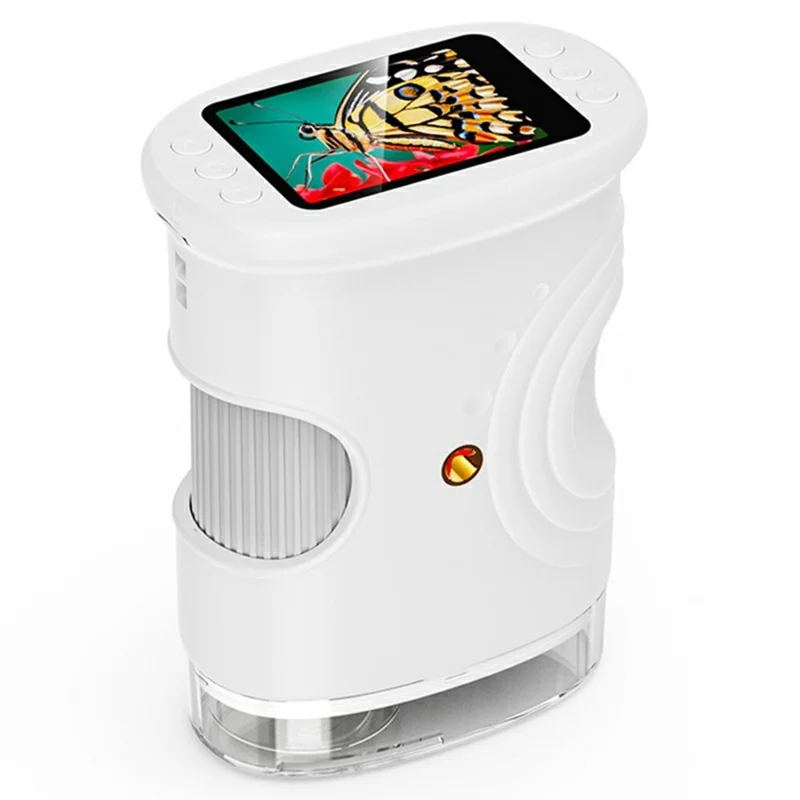 382 Portable Digital Microscope 2 Inch IPS Screen 1000X Handheld Electronic Microscope for Children - White