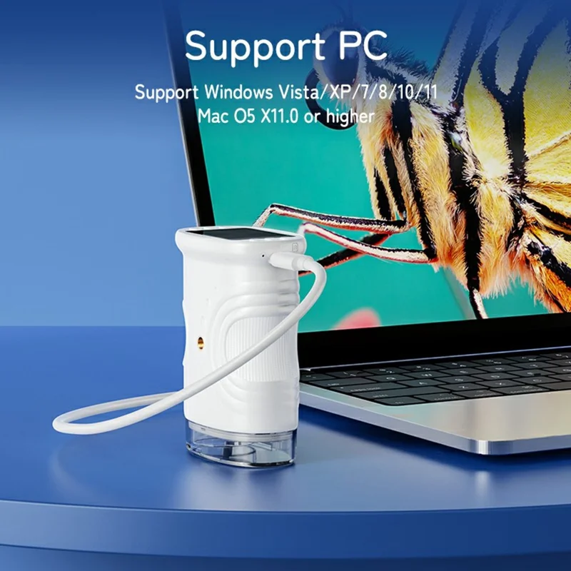 382 Portable Digital Microscope 2 Inch IPS Screen 1000X Handheld Electronic Microscope for Children - White