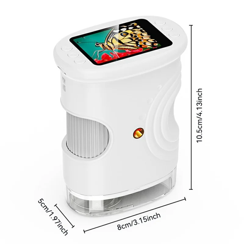 382 Portable Digital Microscope 2 Inch IPS Screen 1000X Handheld Electronic Microscope for Children - White
