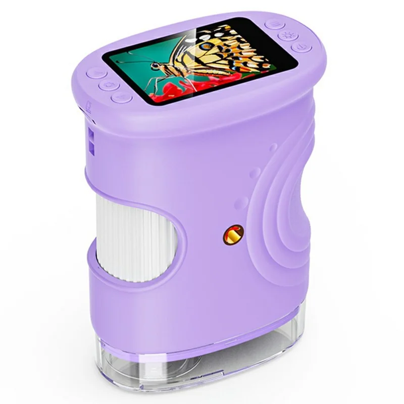 382 Portable Digital Microscope 2 Inch IPS Screen 1000X Handheld Electronic Microscope for Children - Purple