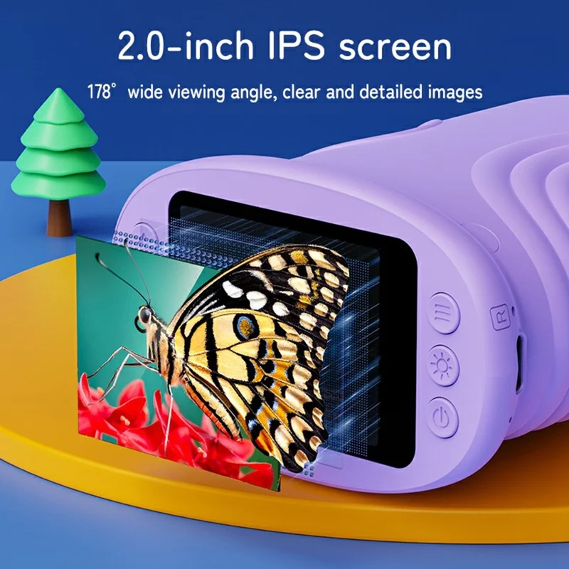 382 Portable Digital Microscope 2 Inch IPS Screen 1000X Handheld Electronic Microscope for Children - Purple