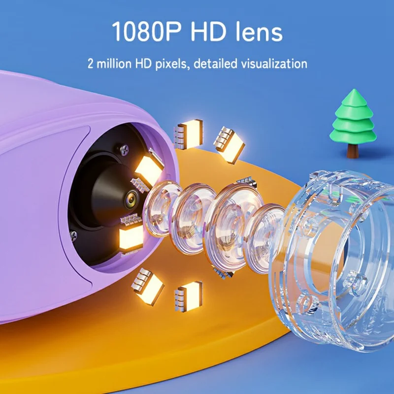 382 Portable Digital Microscope 2 Inch IPS Screen 1000X Handheld Electronic Microscope for Children - Purple