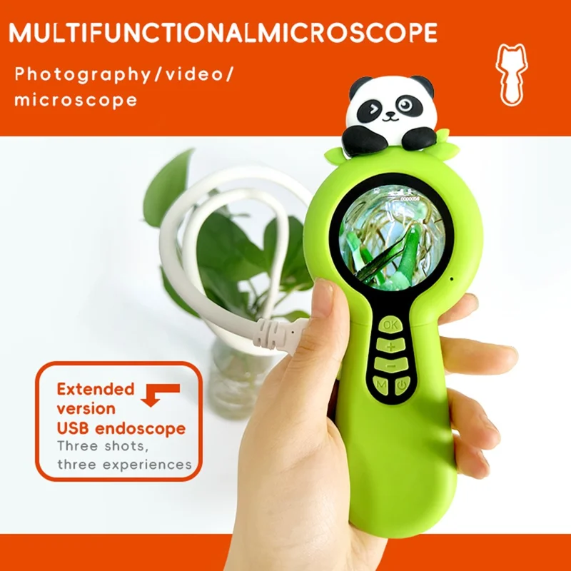 F10 Handheld Microscope for Kids Outdoor Waterproof Photo Video Recording Mini Camera - Green