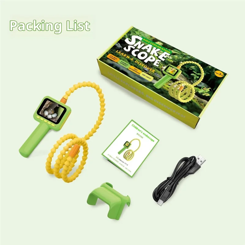 ES08 Telecamera da esplorazione portatile per bambini da 2,8 pollici IP67 HD con luci LED flessibili da 105 cm impermeabili